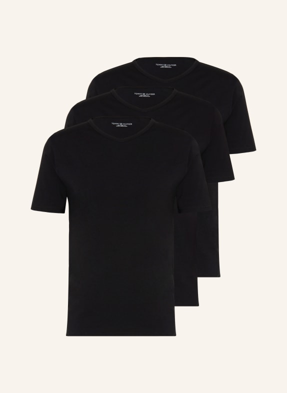 TOMMY HILFIGER 3-pack V-neck shirts BLACK