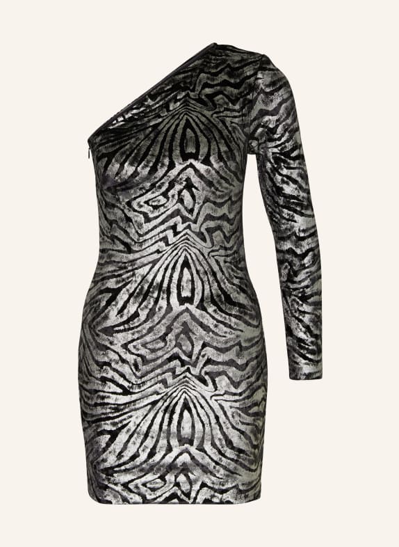 ALLSAINTS One-Shoulder-Kleid DERI aus Samt SCHWARZ/ SILBER