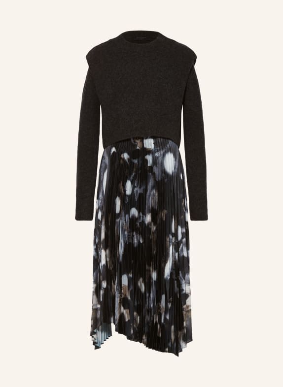 ALLSAINTS Set LEIA MARS: Pullover und Plisseekleid SCHWARZ/ GRAU/ CREME