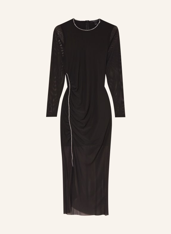 ALLSAINTS Mesh-Kleid NORA mit Schmucksteinen SCHWARZ