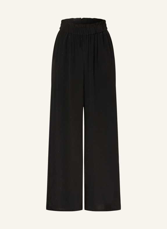 CLAUDIE PIERLOT Marlenehose aus Seide mit Schmucksteinen SCHWARZ