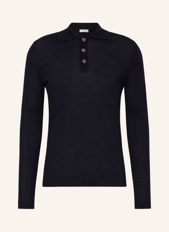 FTC CASHMERE Knitted polo shirt with cashmere DARK BLUE