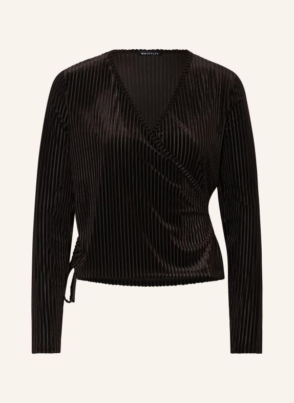 WHISTLES Wickelbluse aus Samt und mit Plissees SCHWARZ