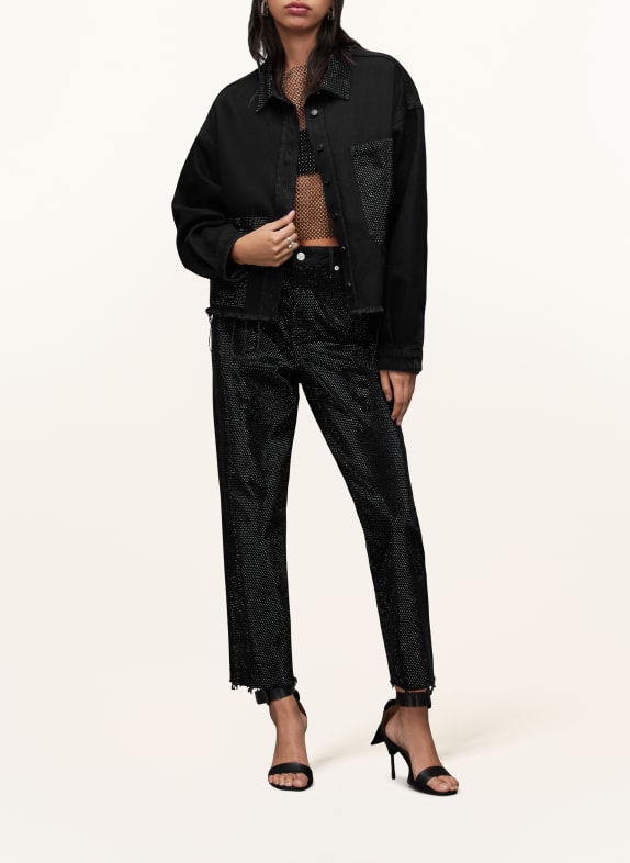 ALLSAINTS Jeansjacke NICKY SPARKLE mit Schmucksteinen SCHWARZ