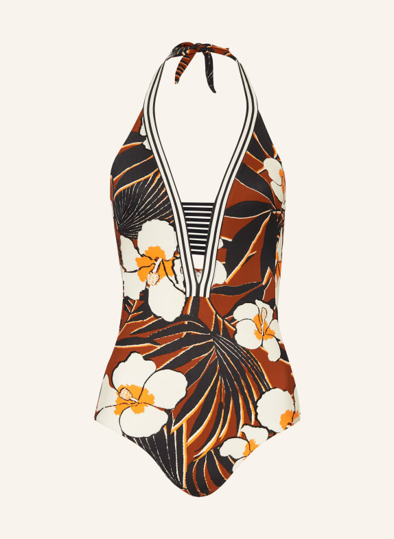 MARYAN MEHLHORN Halter neck swimsuit ART NAUTIC DARK ORANGE/ BLACK/ CREAM