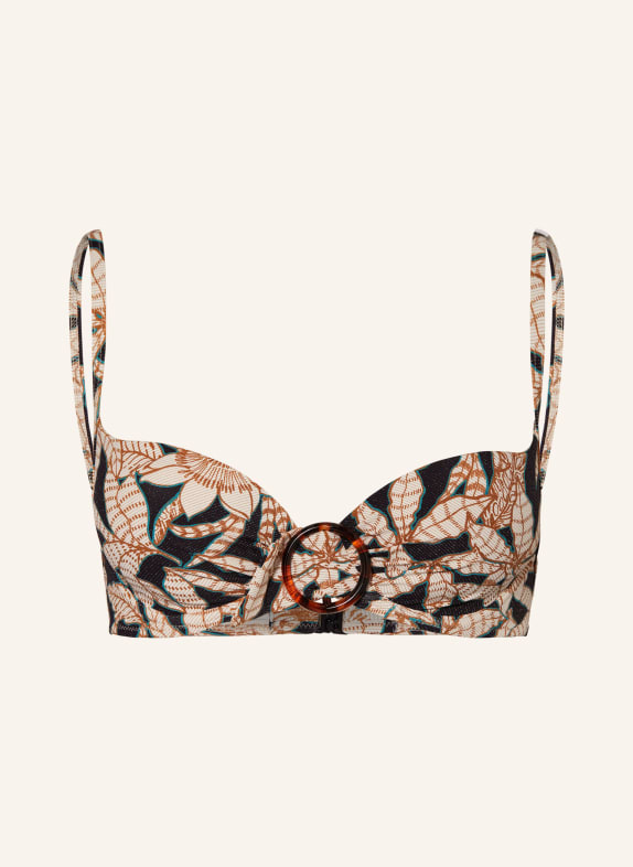 watercult Underwired bikini top LES CÔTES with glitter thread BLACK/ BEIGE/ COGNAC