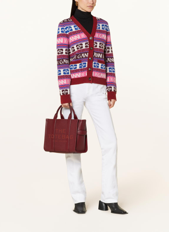 MARC JACOBS Shopper THE MEDIUM TOTE BAG LEATHER DUNKELROT