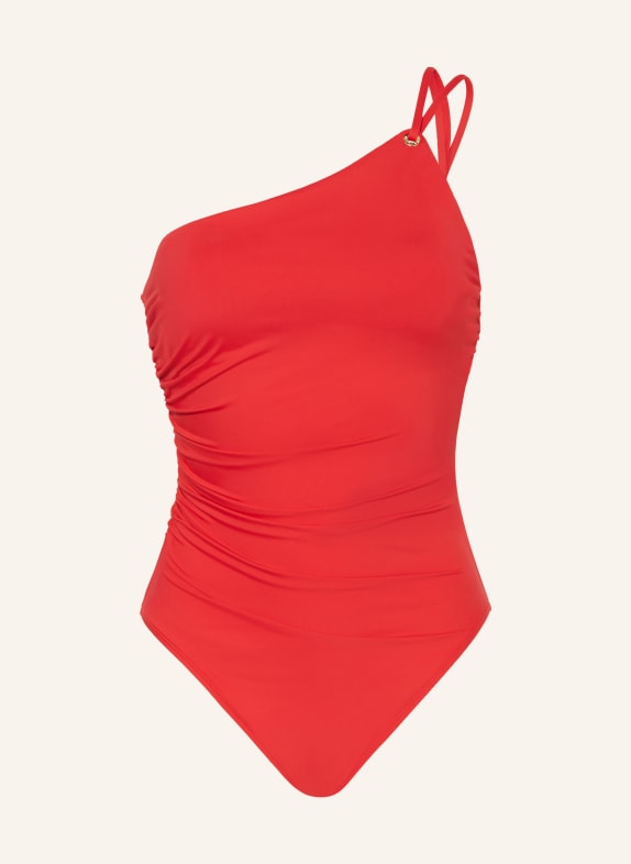 LAUREN RALPH LAUREN One-shoulder swimsuit BEACH CLUB SOLIDS RED