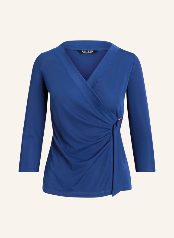 LAUREN RALPH LAUREN Shirt in wrap look with 3/4 sleeves BLUE