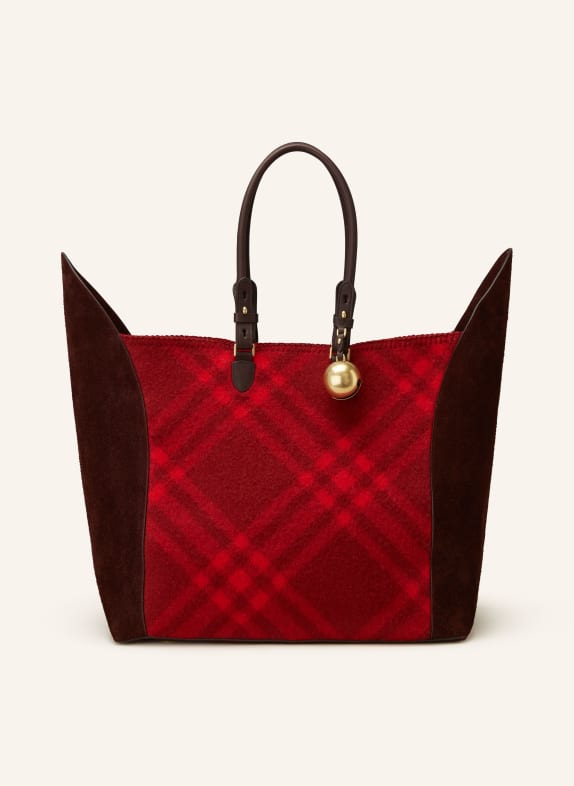 BURBERRY Shopper SHIELD TOTE mit Pouch DUNKELROT/ ROT