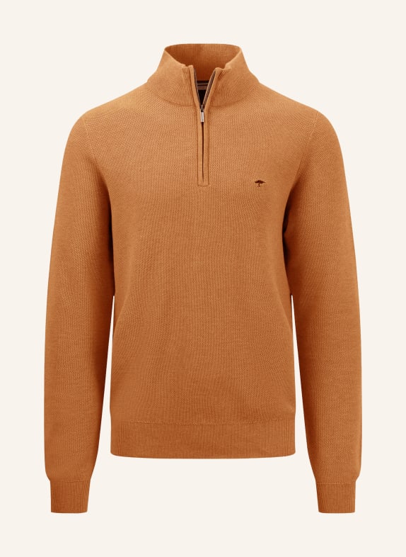 FYNCH-HATTON Half-zip sweater LIGHT BROWN