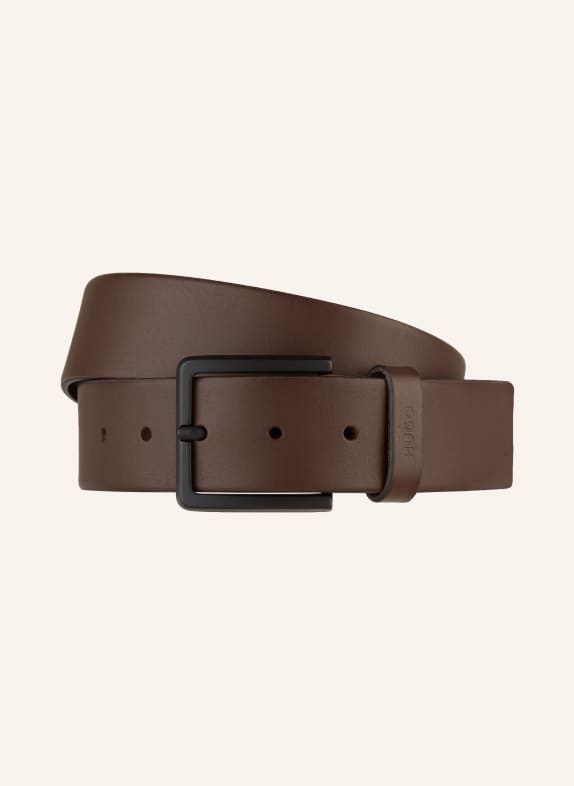 HUGO Leather belt GIONIOS DARK BROWN