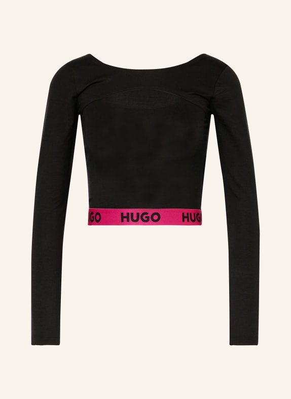 HUGO Lounge-Shirt KAT SCOOP SCHWARZ/ PINK