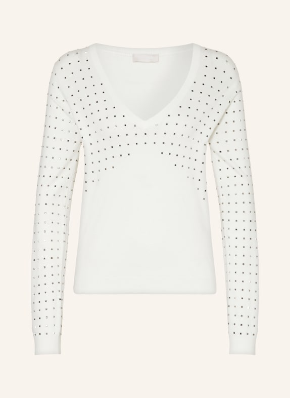 LIU JO Sweater with decorative gems WHITE