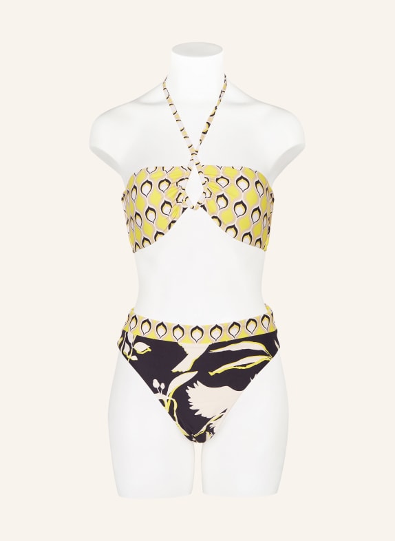 SEAFOLLY Bikini broekje met hoge taille BIRDS OF PARADISE ZWART / GEEL / WIT