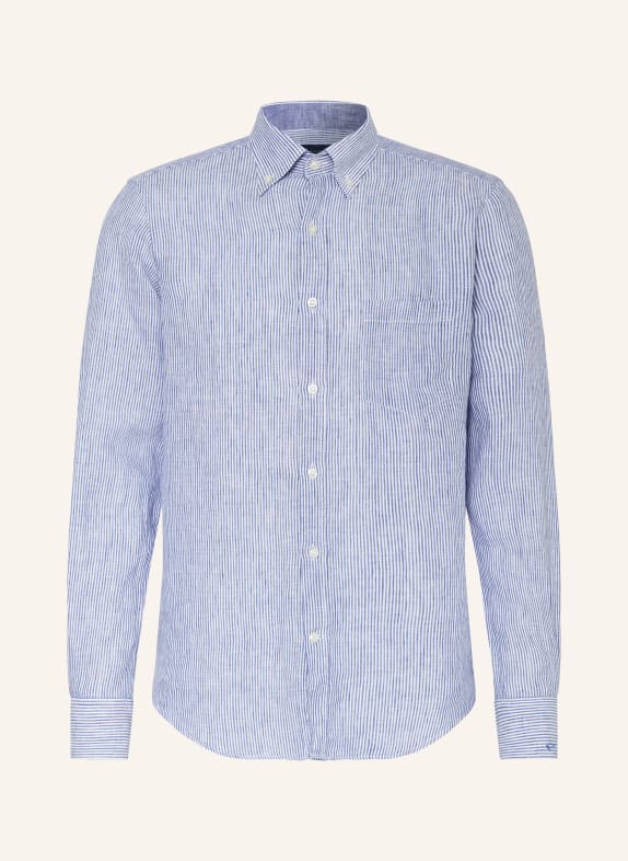 PAUL & SHARK Linen shirt comfort fit WHITE/ DARK BLUE