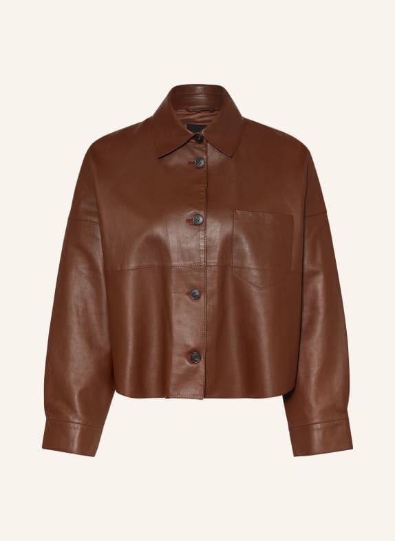 WEEKEND MaxMara Leather jacket VORTICE DARK BROWN