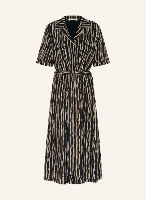 Chloé Shirt dress in silk BLACK/ GRAY/ DARK YELLOW
