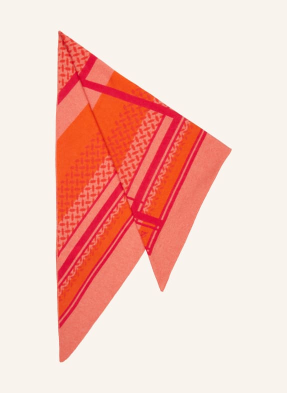 Lala Berlin Triangular scarf in cashmere ORANGE/ PINK
