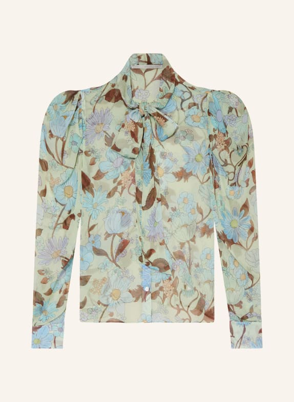 STELLA McCARTNEY Bow-tie blouse in silk MINT/ LIGHT BLUE/ BROWN