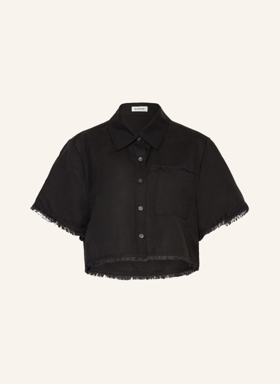 SIMKHAI Cropped blouse SOLANGE with linen BLACK