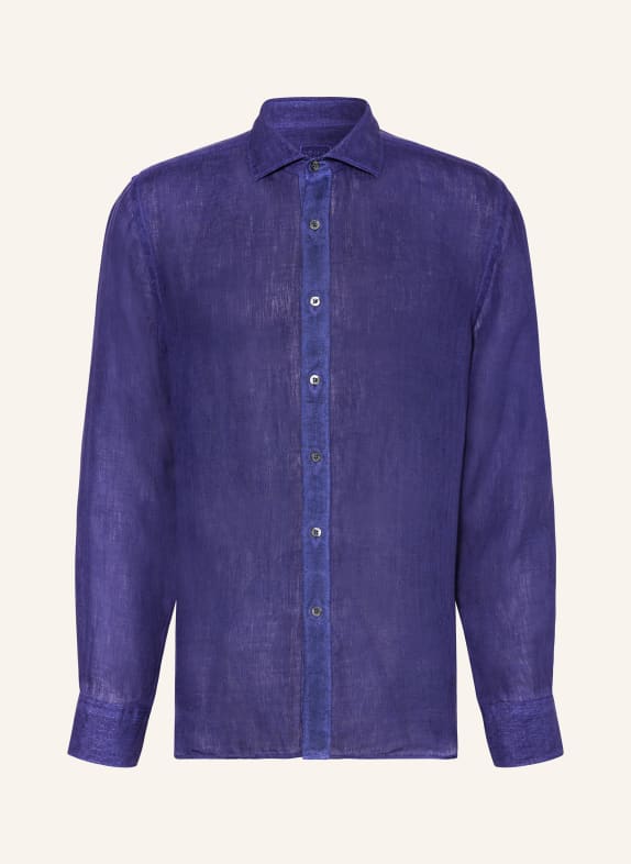 120%lino Linen shirt slim fit DARK BLUE