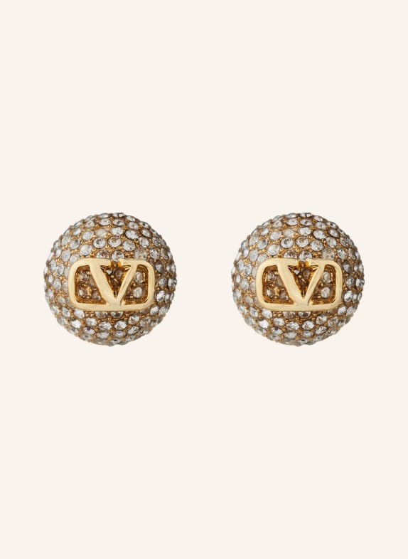VALENTINO GARAVANI Stud earrings VLOGO SIGNATURE with Swarovski® crystals GOLD/ WHITE