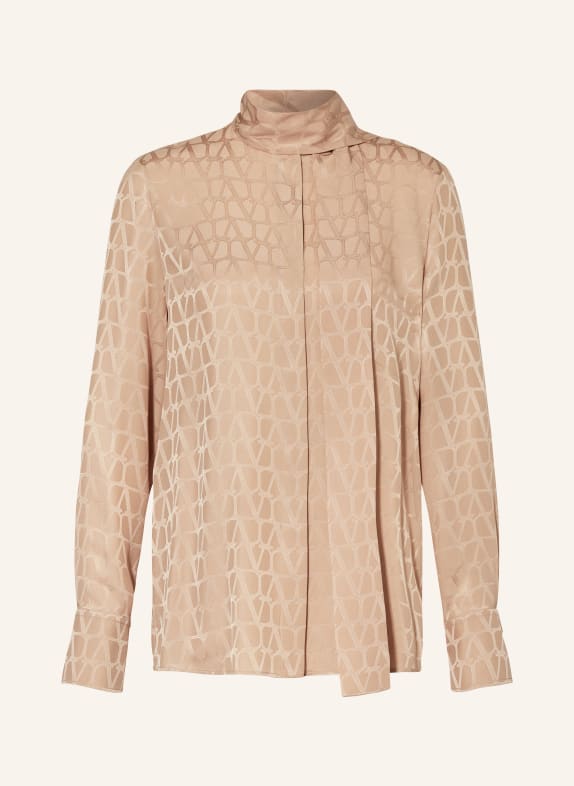 VALENTINO Bow-tie blouse in silk LIGHT BROWN
