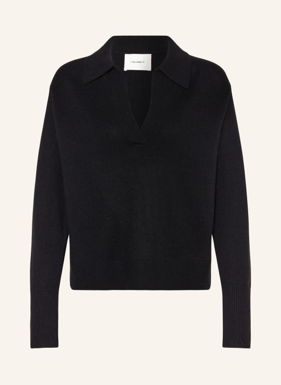 LISA YANG Knitted polo shirt in cashmere BLACK