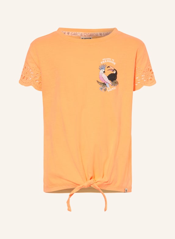 GARCIA T-shirt z dziurkowanej koronki JASKRAWY POMARAŃCZOWY