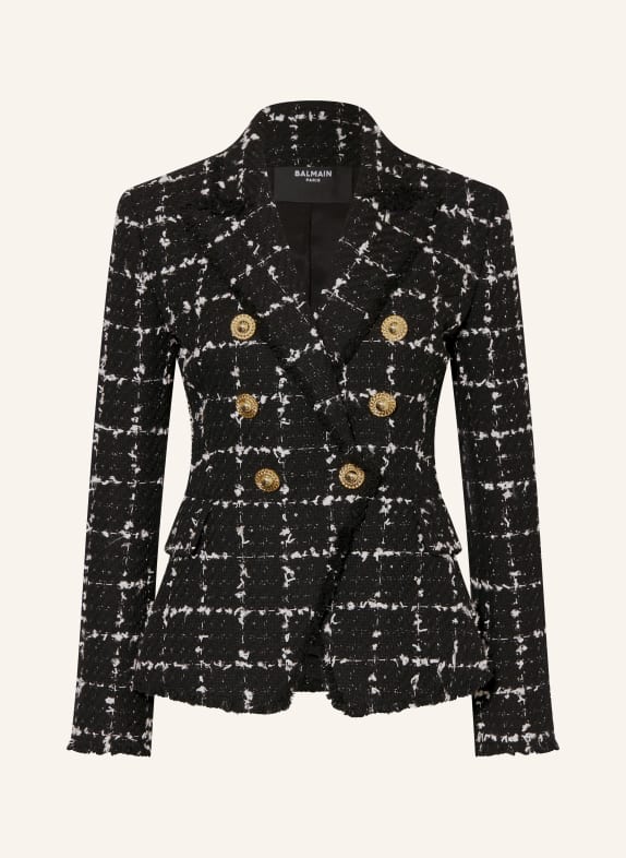 BALMAIN Tweed blazer with glitter thread BLACK/ WHITE