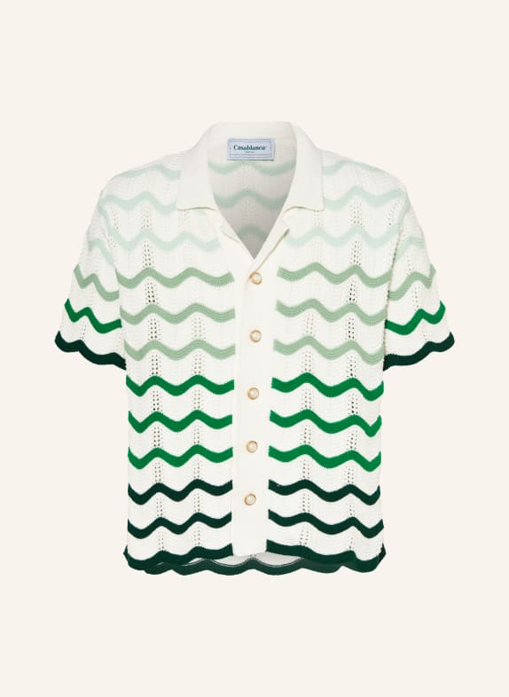 Casablanca Resort shirt comfort fit in knitted fabric GREEN/ LIGHT GREEN/ CREAM