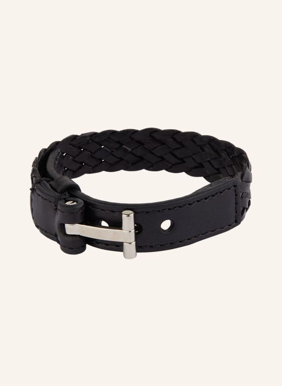 TOM FORD Leather bracelet BLACK/ SILVER