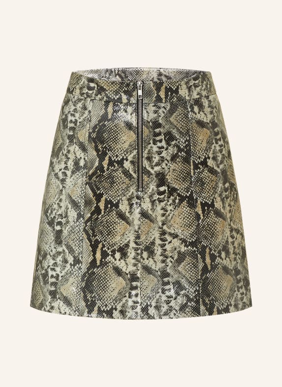 Y.A.S. Leather skirt BLACK/ TAUPE/ ECRU