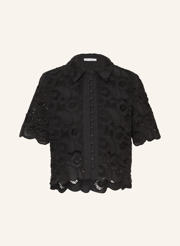 MRS & HUGS Cropped blouse with lace BLACK