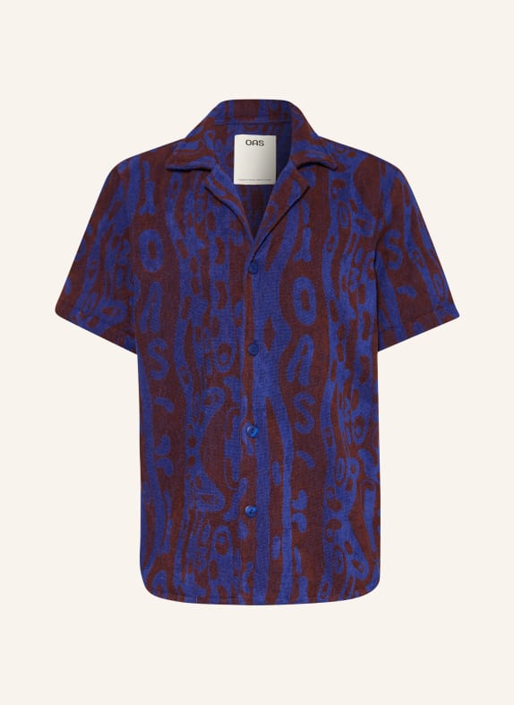 OAS Resort shirt THENARDS JIGGLE comfort fit in terry cloth DARK BLUE/ BROWN