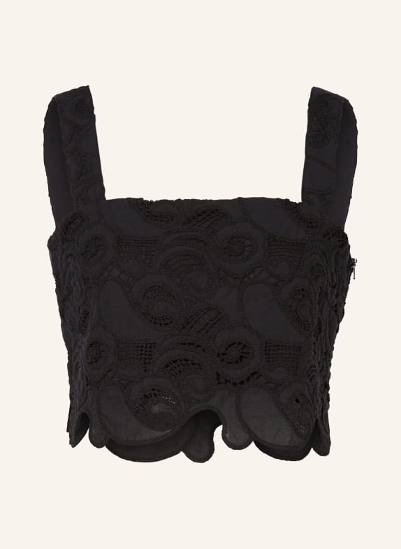 MRS & HUGS Cropped top with crochet lace BLACK