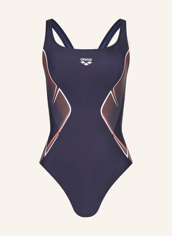 arena Swimsuit MY CRYSTAL with UV protection 50+ DARK BLUE/ DARK ORANGE