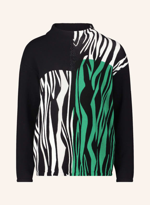 Betty Barclay Sweater with decorative gems BLACK/ WHITE/ GREEN