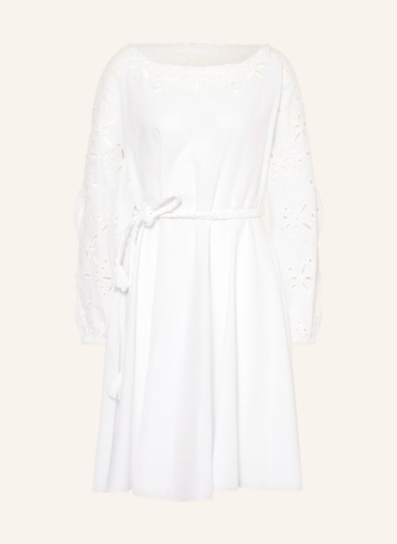 MARC CAIN Šaty s děrovanou krajkou 100 WHITE