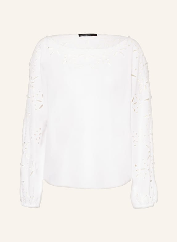 MARC CAIN Shirt blouse with broderie anglaise 100 WHITE