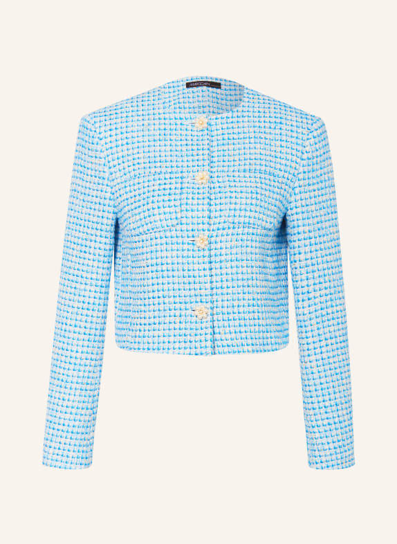 MARC CAIN Boxy jacket made of tweed with glitter thread 341 light azure
