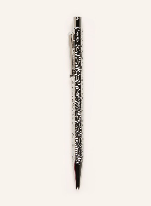 CARAN d'ACHE Zestaw ECRIDOR: Długopis przyciskowy i skórzane etui SREBRNY
