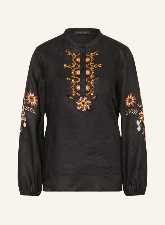 ELENA MIRO Linen blouse with decorative gems BLACK