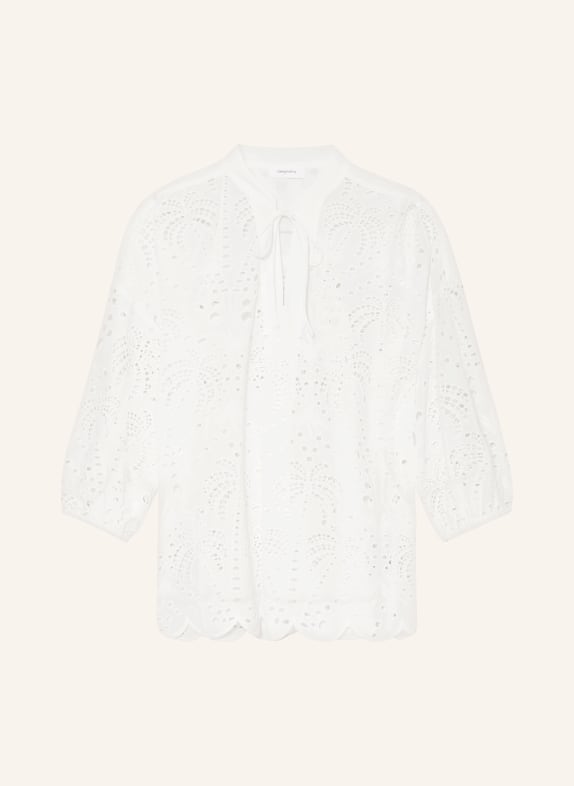 darling harbour Shirt blouse in broderie anglaise with 3/4 sleeves WHITE