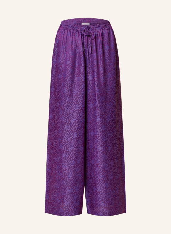 MRS & HUGS Kalhoty v joggingovém stylu s hedvábím TMAVĚ FIALOVÁ