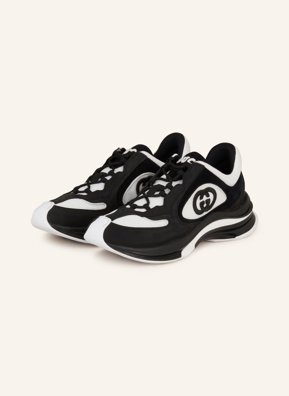 GUCCI Sneakersy RUN PREMIUM 1089 BLACK WHITE