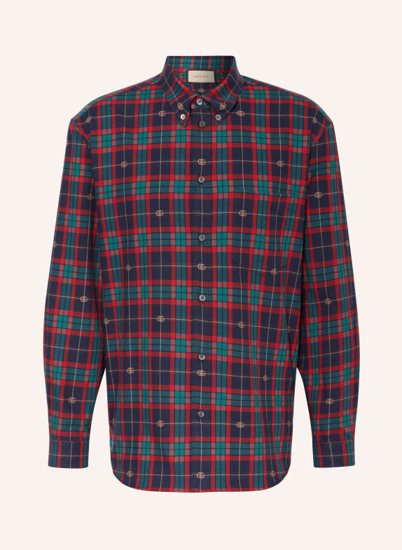 GUCCI Flannel shirt comfort fit RED/ DARK BLUE/ GREEN