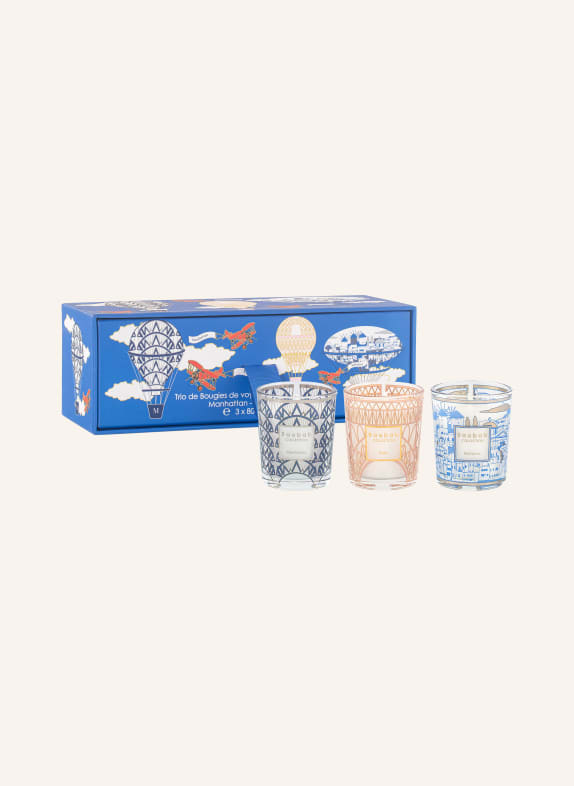 Baobab COLLECTION 3er-Set Duftkerzen mit Geschenkbox SCHWARZ/ ROSA/ HELLBLAU