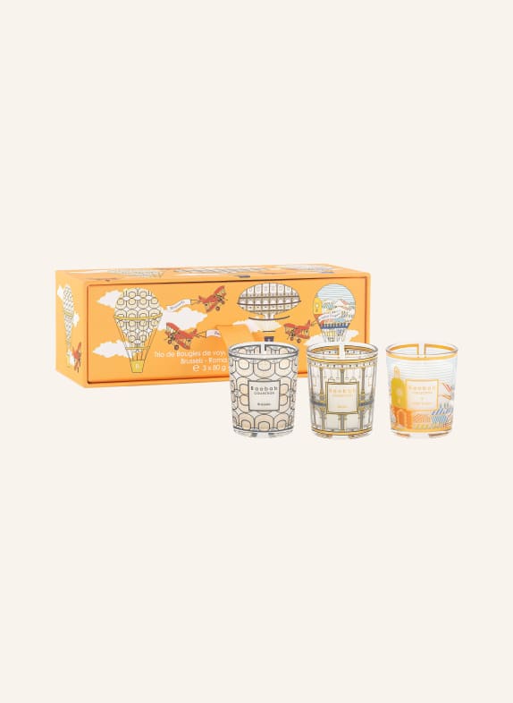 Baobab COLLECTION 3er-Set Duftkerzen TRIO TRAVEL mit Geschenkbox GOLD / GELB / ORANGE